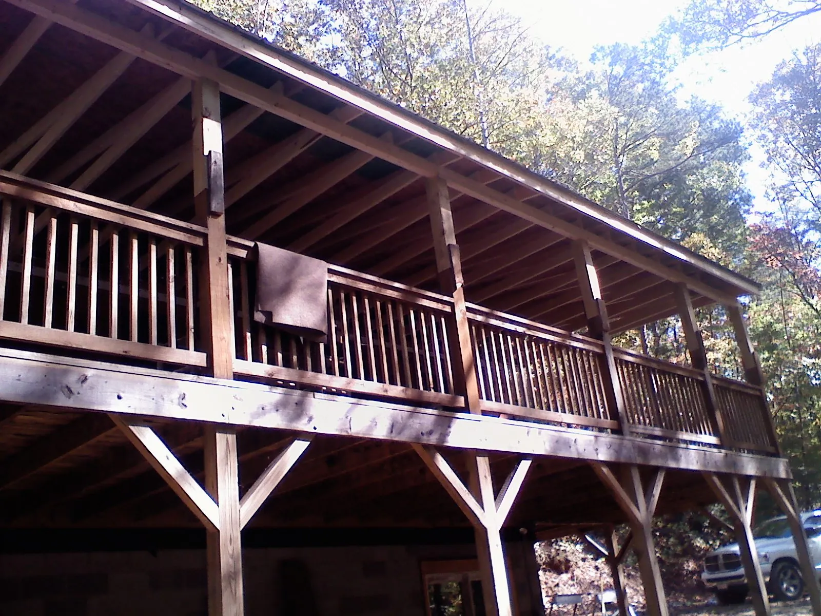 Timber framing under a new elevated porch and deck — Roof Leak Repair in Brayton by Roofing Brothers